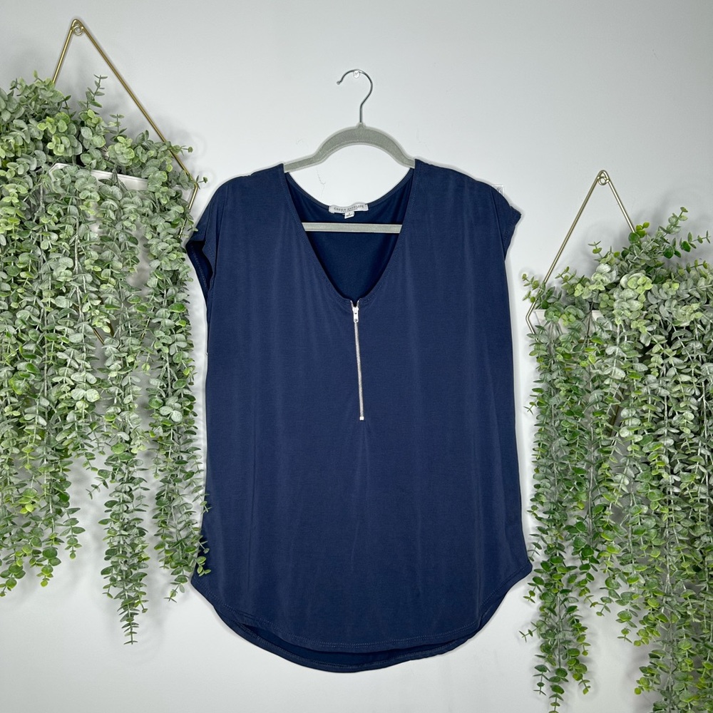 Blue Dress Top w/ silver zipper size L